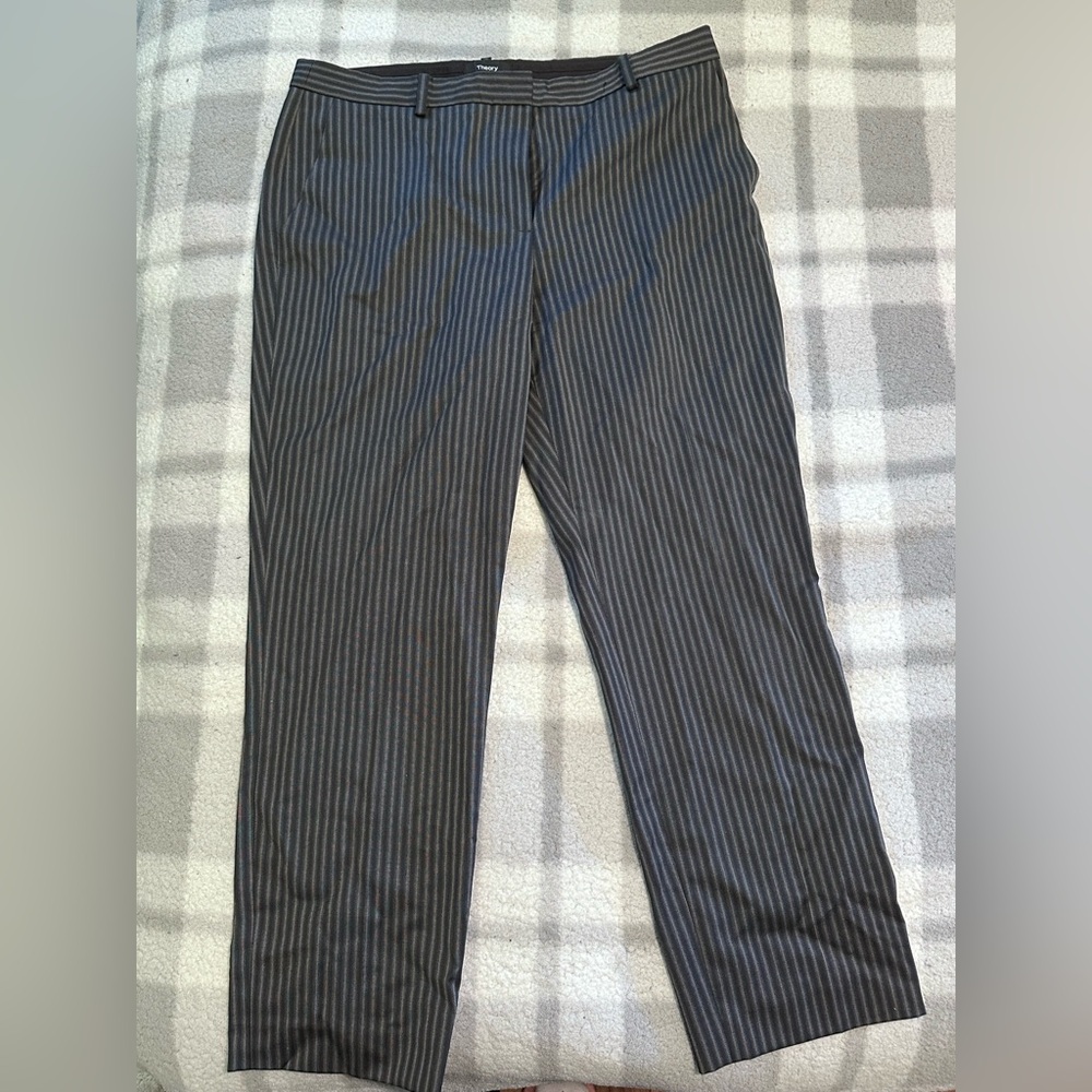 Theory Trousers in Black Pale Stripe, size 8